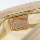 PRADA Shoulder Bag Nylon Beige Silver Auth 152076-10