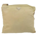 PRADA Shoulder Bag Nylon Beige Silver Auth 152076-13