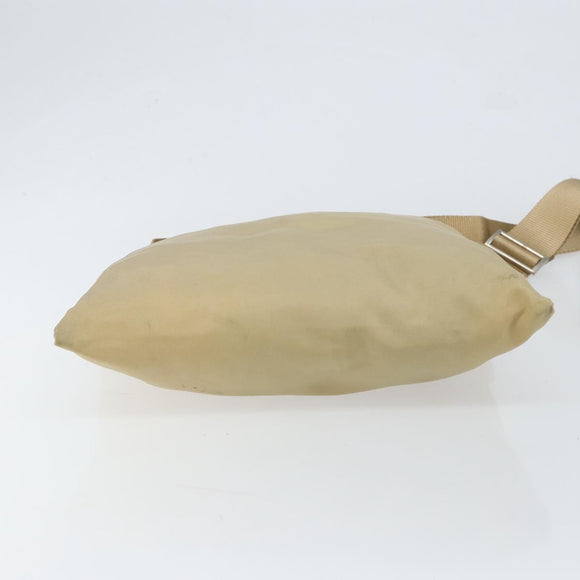 PRADA Shoulder Bag Nylon Beige Silver Auth 152076