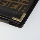 FENDI Zucca Canvas Shoulder Bag Black Brown Auth 152077-9