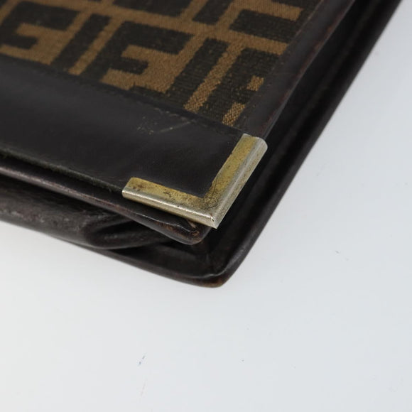 FENDI Zucca Canvas Shoulder Bag Black Brown Auth 152077