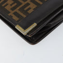 FENDI Zucca Canvas Shoulder Bag Black Brown Auth 152077-15