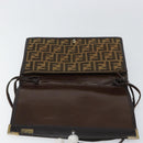 FENDI Zucca Canvas Shoulder Bag Black Brown Auth 152077-10
