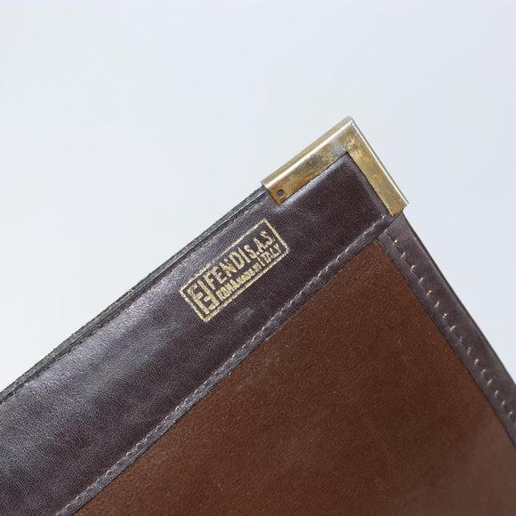 FENDI Zucca Canvas Shoulder Bag Black Brown Auth 152077