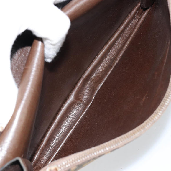 FENDI Zucca Canvas Shoulder Bag Black Brown Auth 152077