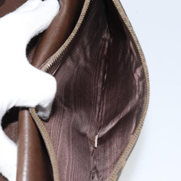 FENDI Zucca Canvas Shoulder Bag Black Brown Auth 152077