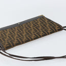 FENDI Zucca Canvas Shoulder Bag Black Brown Auth 152077-6