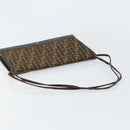 FENDI Zucca Canvas Shoulder Bag Black Brown Auth 152077-7