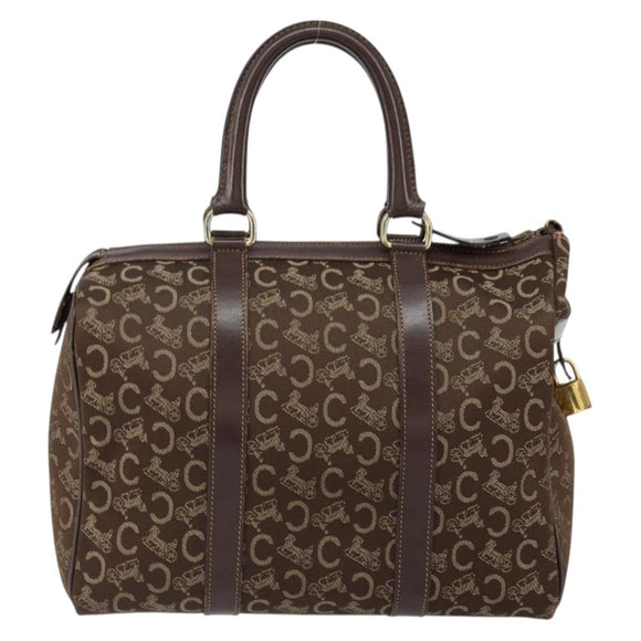 CELINE C Sulky Boston Bag Canvas Brown Auth 152078