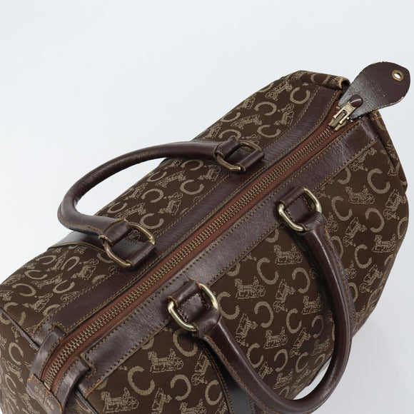 CELINE C Sulky Boston Bag Canvas Brown Auth 152078