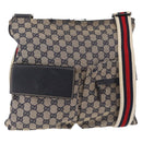 GUCCI GG Canvas Sherry Line Shoulder Bag Navy Red 169937 Auth 152079-1