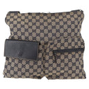 GUCCI GG Canvas Sherry Line Shoulder Bag Navy Red 169937 Auth 152079-13