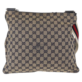 GUCCI GG Canvas Sherry Line Shoulder Bag Navy Red 169937 Auth 152079 - 0