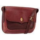 CARTIER Shoulder Bag Leather Red Gold Auth 152080-1