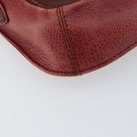 CARTIER Shoulder Bag Leather Red Gold Auth 152080