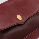 CARTIER Shoulder Bag Leather Red Gold Auth 152080-17