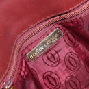 CARTIER Shoulder Bag Leather Red Gold Auth 152080-11