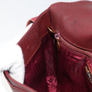 CARTIER Shoulder Bag Leather Red Gold Auth 152080-19