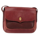 CARTIER Shoulder Bag Leather Red Gold Auth 152080-13