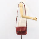 CARTIER Shoulder Bag Leather Red Gold Auth 152080-22