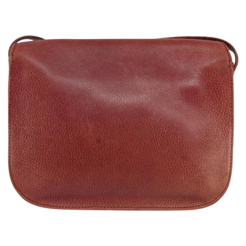 CARTIER Shoulder Bag Leather Red Gold Auth 152080 - 0