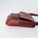 CARTIER Shoulder Bag Leather Red Gold Auth 152080-3