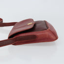 CARTIER Shoulder Bag Leather Red Gold Auth 152080-4
