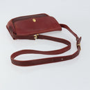 CARTIER Shoulder Bag Leather Red Gold Auth 152080-7