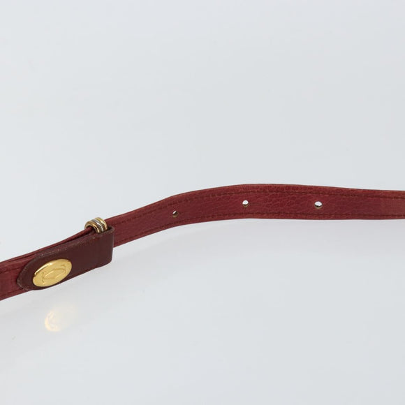 CARTIER Shoulder Bag Leather Red Gold Auth 152080
