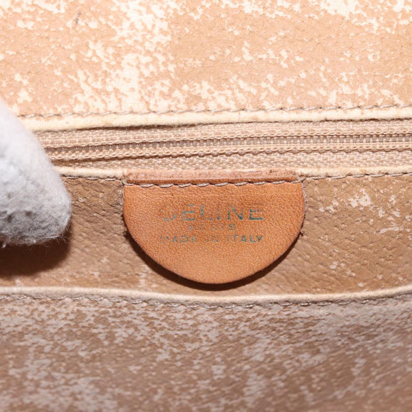 CELINE Macadam Canvas Shoulder Bag PVC Beige Gold Auth 152081