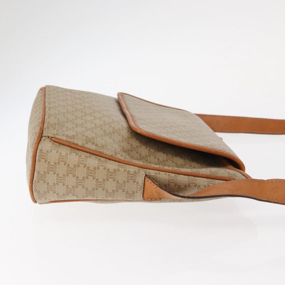 CELINE Macadam Canvas Shoulder Bag PVC Beige Gold Auth 152081