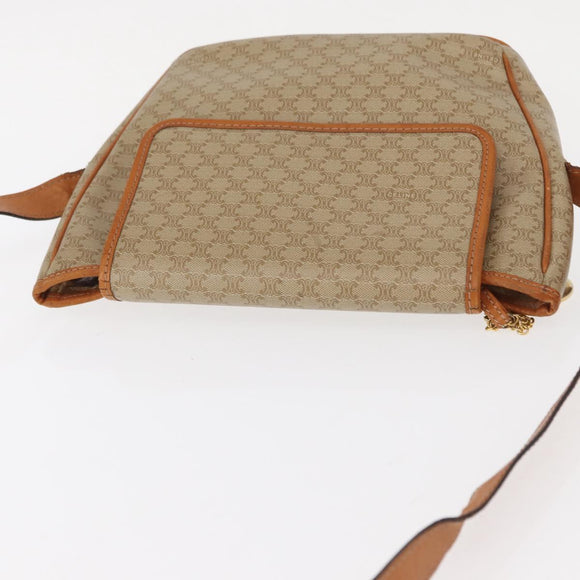CELINE Macadam Canvas Shoulder Bag PVC Beige Gold Auth 152081