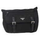 PRADA Shoulder Bag Nylon Black Silver Auth 152083-1