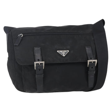 PRADA Shoulder Bag Nylon Black Silver Auth 152083