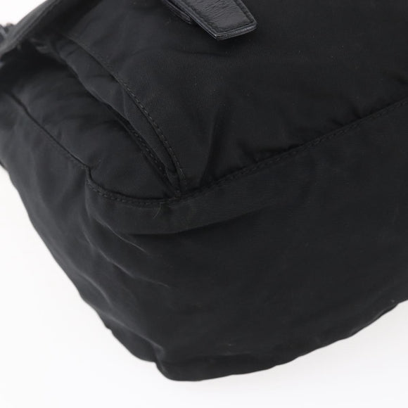 PRADA Shoulder Bag Nylon Black Silver Auth 152083