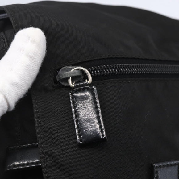 PRADA Shoulder Bag Nylon Black Silver Auth 152083