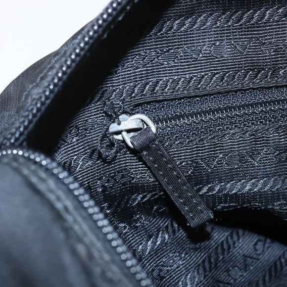 PRADA Shoulder Bag Nylon Black Silver Auth 152083