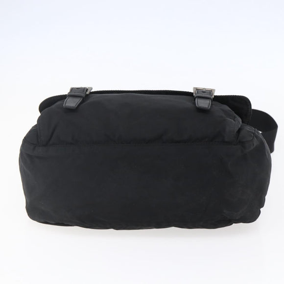 PRADA Shoulder Bag Nylon Black Silver Auth 152083