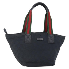 GUCCI GG Canvas Web Sherry Line Hand Bag Black Red Green 131228 Auth 152084