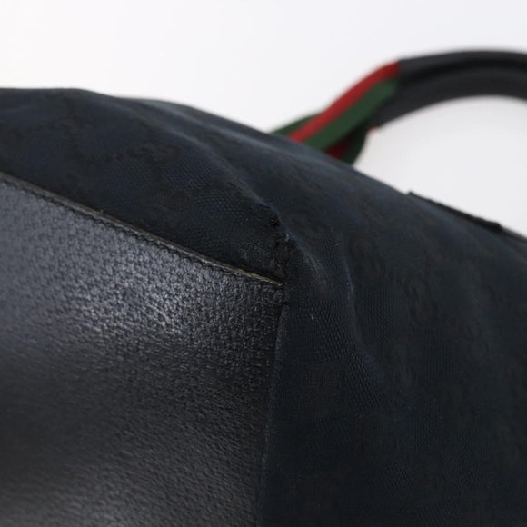 GUCCI GG Canvas Web Sherry Line Hand Bag Black Red Green 131228 Auth 152084