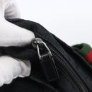 GUCCI GG Canvas Web Sherry Line Hand Bag Black Red Green 131228 Auth 152084-10