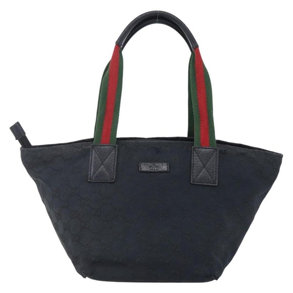 GUCCI GG Canvas Web Sherry Line Hand Bag Black Red Green 131228 Auth 152084