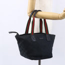 GUCCI GG Canvas Web Sherry Line Hand Bag Black Red Green 131228 Auth 152084-23