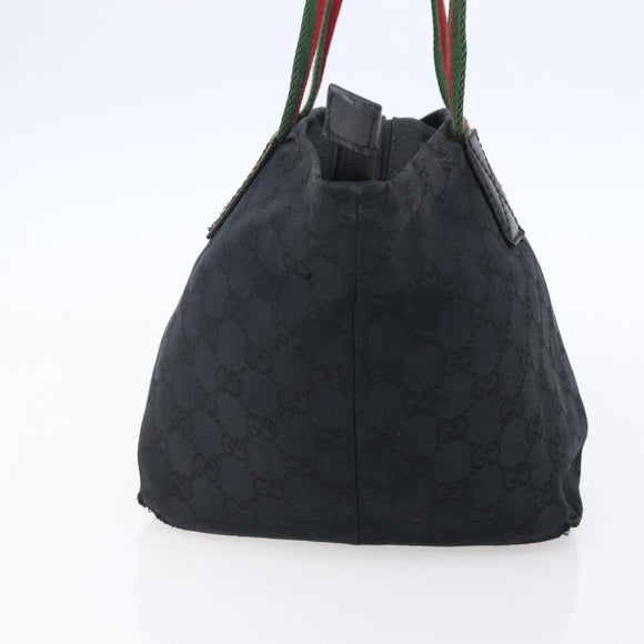 GUCCI GG Canvas Web Sherry Line Hand Bag Black Red Green 131228 Auth 152084
