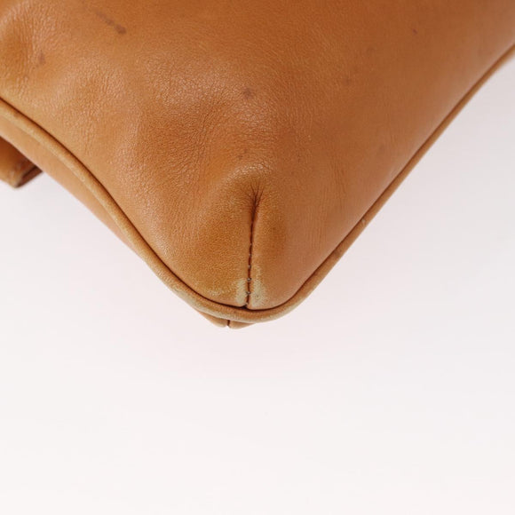 CELINE Shoulder Bag Leather Brown Gold Auth 152085