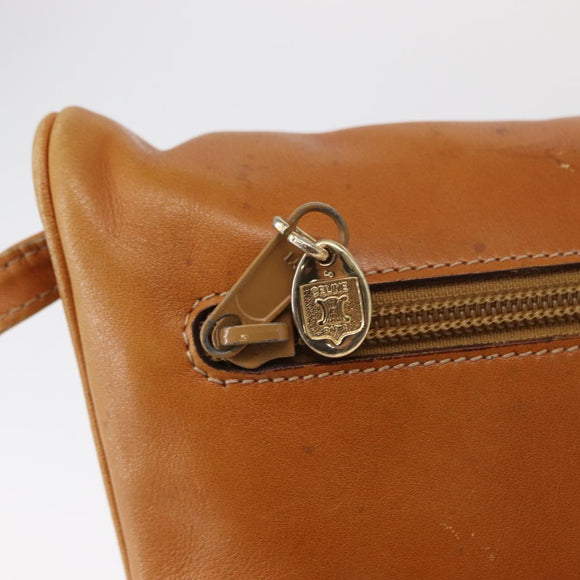 CELINE Shoulder Bag Leather Brown Gold Auth 152085