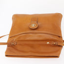 CELINE Shoulder Bag Leather Brown Gold Auth 152085-10