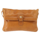 CELINE Shoulder Bag Leather Brown Gold Auth 152085-13
