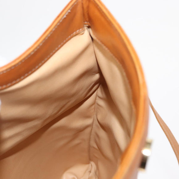 CELINE Shoulder Bag Leather Brown Gold Auth 152085