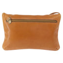 CELINE Shoulder Bag Leather Brown Gold Auth 152085-2